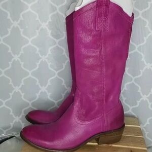 Frye Women's Magenta Leather Cowboy Boots